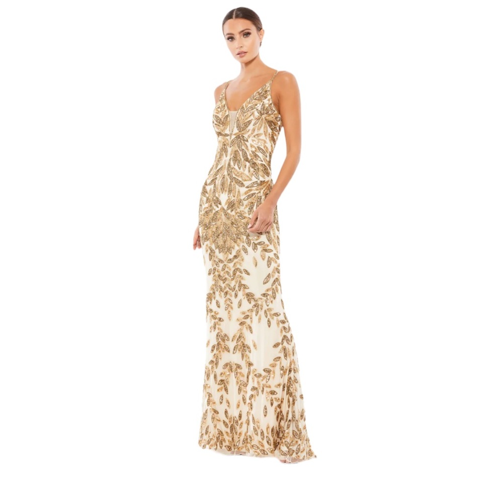 Mac Duggal Embellished Leaf Evening Gown Size 4